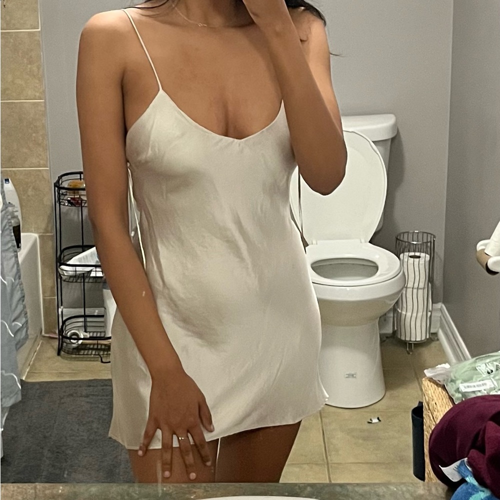 Zara Cream Satin Mini Dress
